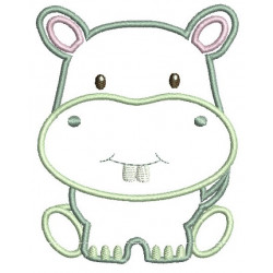 Stickdatei - Dschungeltiere Appli Nilpferd sitzend